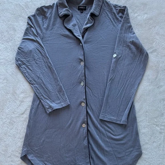 Cosabella Gray/Blue Button Down Lounge Small PajamaTop Sleepwear CozyVibes - Picture 2 of 6